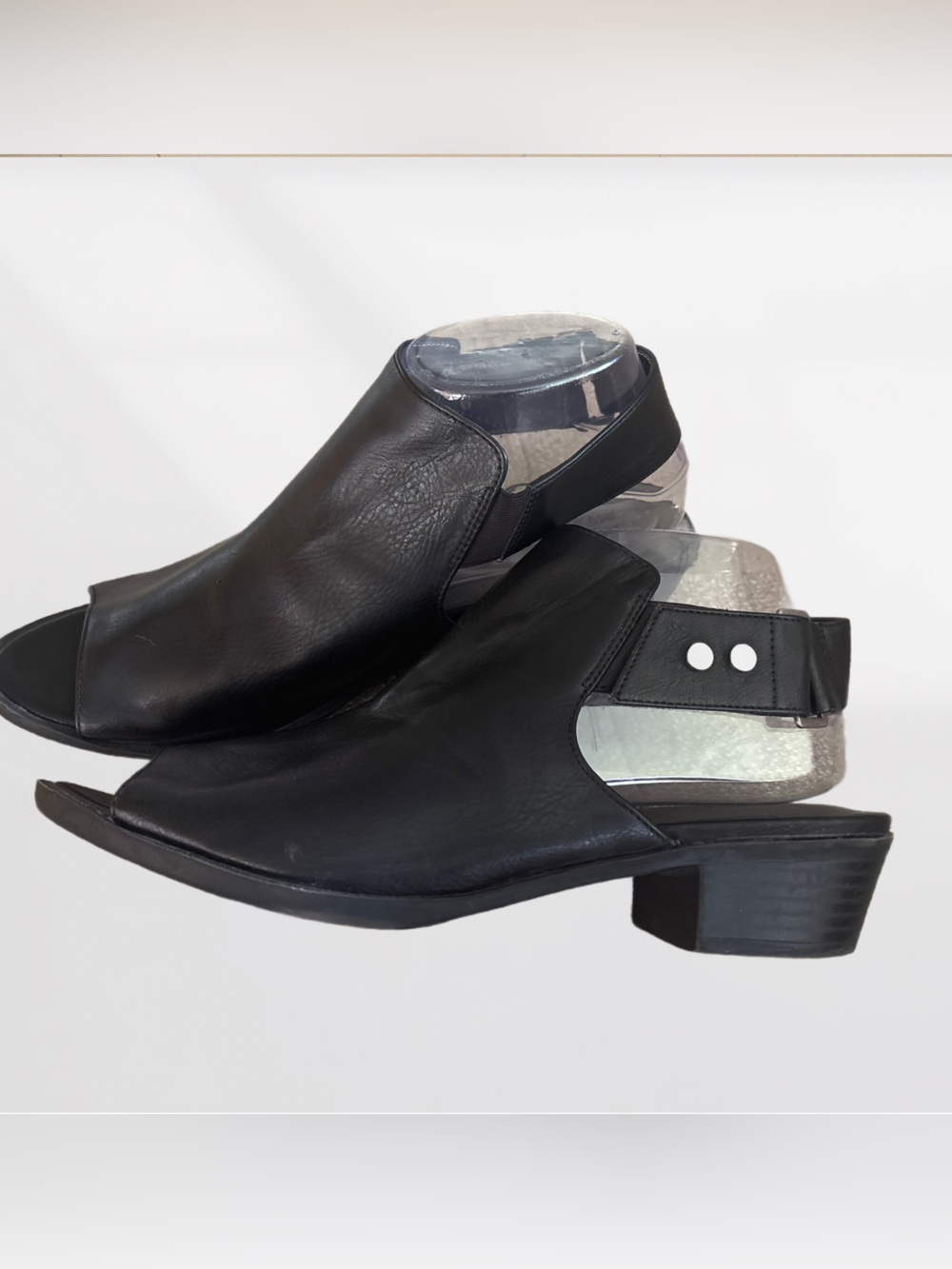 Life Stride Black Open-Toe Slingback Ankle Booties Size 8.5